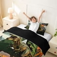 thumbnail image 3 of Metsweet Dino Green Letter A Twin Duvet Cover, Volcano Tyrannosaurus Rex Twin Bedding,Brown Orange,Black Reversible,2pcs,1 Duvet Cover and 1 Pillowcase, 3 of 6