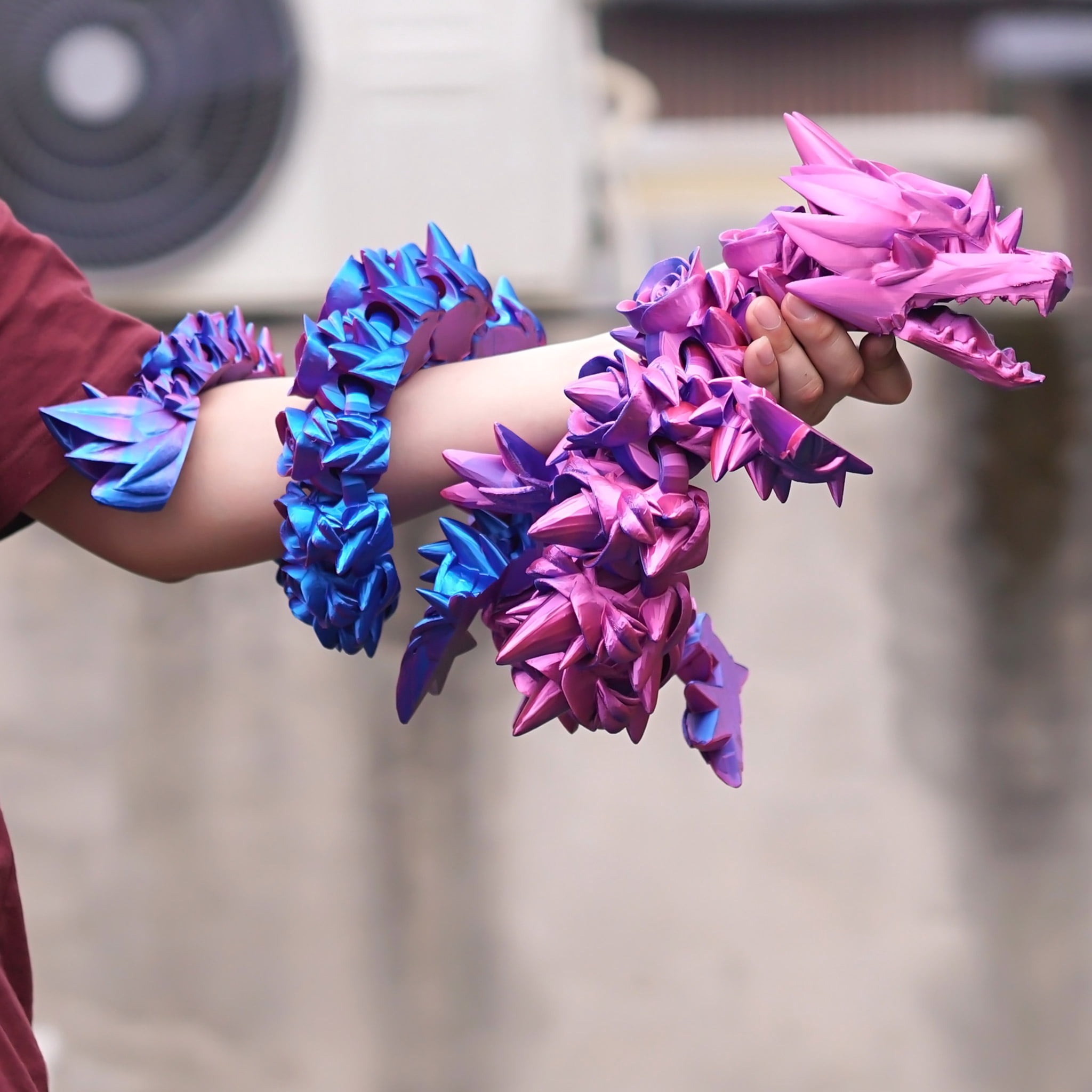47.5inch 3D Printed Rose Dragon,Flexible Joint Animal lacertid Figurines,Realistic Eyes, Home Office Decor,Fidget Toy for Adults Teens Boy Festival Gifts
