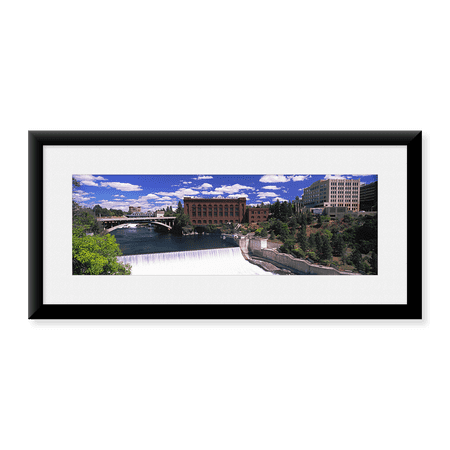 Framed Art Print, Monroe Street Bridge across Spokane River by Panoramic Images, 25-7/8" x 9-7/8"