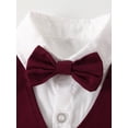 thumbnail image 5 of Kids Boys Gentleman Clothes Outfits Patchwork Bowtie Short Sleeve Blazer Waistcoat Shirts Solid Color Shorts 2Pcs Suit, 5 of 9