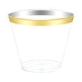 thumbnail image 1 of Monstrate Vasos desechables con borde dorado Premium, 100 pack/lote, para un tacto lujoso, vaso de plástico que ahorra tiempo, fácil Mostrada Borde dorado, 1 of 6