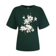 thumbnail image 3 of Tiqkatyck Womens Graphic Tees Womens Graphic T Shirt Vintage Floral Shirt Flower Tee Fall Shirts Plus Size Tops for Women Going Out Tops for Women Green L, 3 of 4