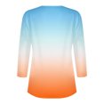 thumbnail image 4 of TKLPEHG Women's 3/4 Sleeve Tops V-Neck Button Shirt Casual Loose Fashion Gradient Color Print Fall Tops Comfy Lightweight Pullover (Orange,XXL), 4 of 5