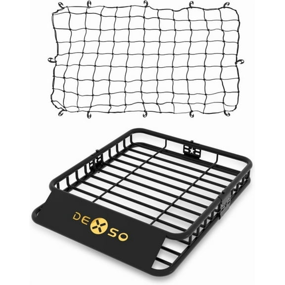 Towallmark 51 x 36 Inch Universal Roof Rack Basket, Cargo Carrier, SUV Roof Rack, 200LB Capacity Heavy Duty Rooftop Luggage Carrier with Net for Truck Camping Road Trips