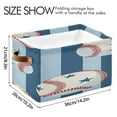 thumbnail image 4 of Baseballs with Star Patterns Blue Stripes Square Storage Bins with Handles Collapsible Containing Box 2 Packs, 4 of 9