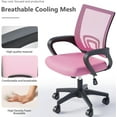thumbnail image 5 of Wubio Office Chairs, Ergonomic Mid-Back Mesh Desk Chairs with Lumbar Support, Adjustable Swivel Rolling Design, Comfy Armrest for Work, Study, Gaming, Vanity, Pink, 2 Pack, 5 of 8