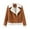 Khaki, variant on Fesfesfes Leather Jacket for Women Warm Long Sleeve Jacket Slim Winter Parkas Faux Leather Hoodless Coats