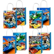 Tuklye 12pcs Hot Cars Party Favor Gift Bags Goodie Bags with Handles for Wheels Birthday Party Decorations Supplies