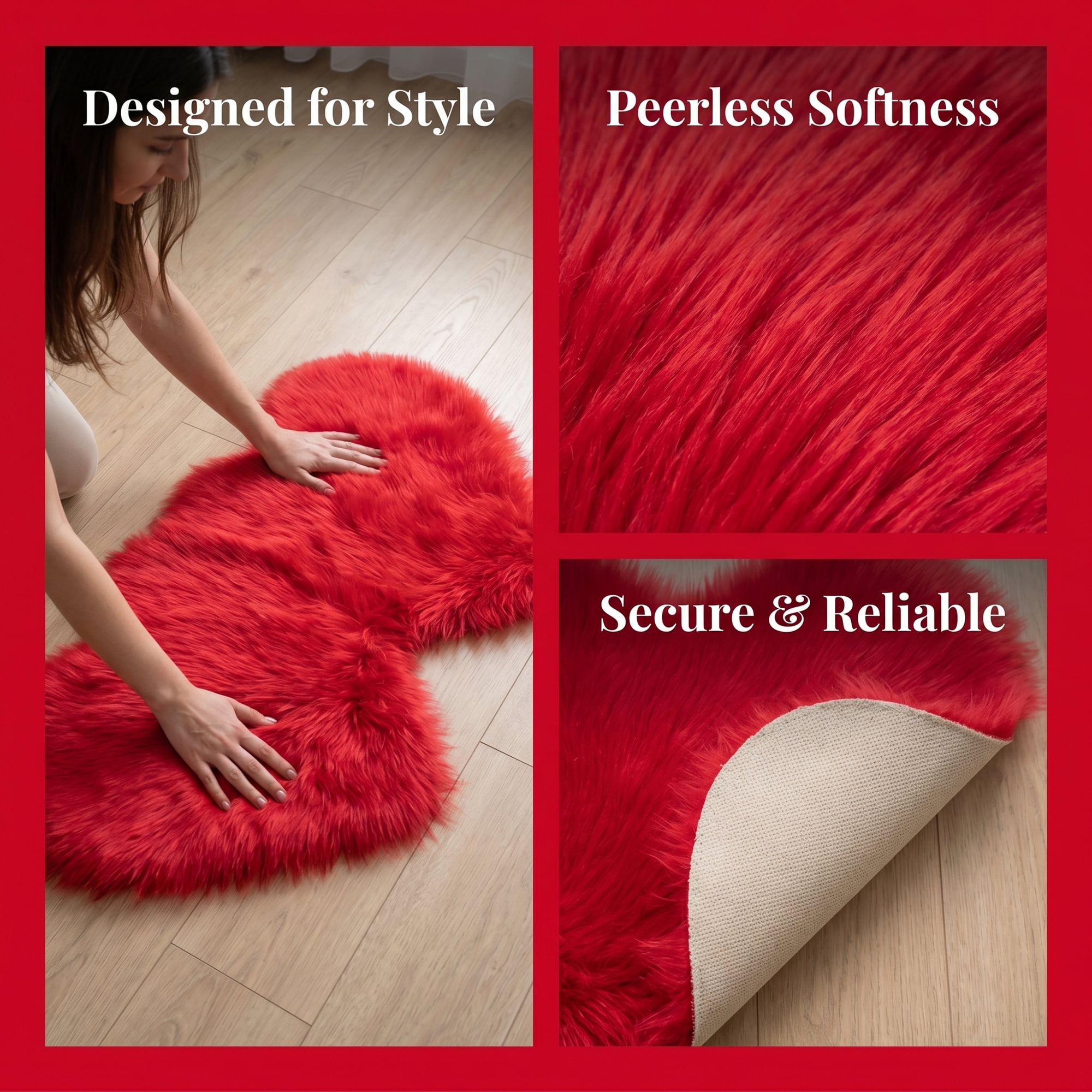 Unique Bargains Ultra Soft Fluffy Non Slip Narrow Fuzzy Shaggy Area Rug 28" x 14" Red