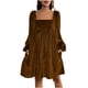 thumbnail image 3 of TaTaai Women's Party Velvet Dress Square Neck Long Sleeve Knee Length Elegant Casual Soft Stretchy Cocktail Evening Dress for Daily Gift, 3 of 9