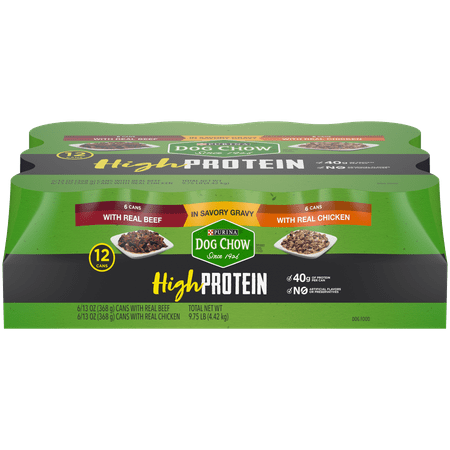 Purina Dog Chow High Protein Gravy Wet Dog Food; High Protein With Real Chicken & Real Beef Variety Pack - (12) 13 oz.