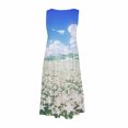 thumbnail image 5 of CQCYD Summer Dresses 2023, Women Printed Sleeveless Crew Neck Dress Loose Beach Dress Holiday Dress and Ankle Dress Leisure Sales Today Clearance Blue XL, 5 of 5