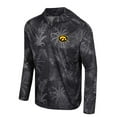 thumbnail image 2 of Men's Colosseum Black Iowa Hawkeyes Palms Printed Lightweight Quarter-Zip Hooded Top, 2 of 3