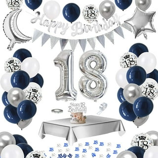 MMTX Birthday Decorations for Boys, Blue White Gold Birthday Balloons  Garland Arch Kit with Fairy String Light Birthday Party Supplies for Boy1st