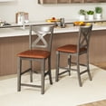 thumbnail image 4 of Costway 4 PCS 24" Counter Height Stools Bar Stools with Faux Leather Upholstered Seat, 4 of 8