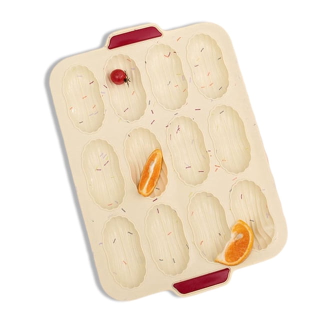 Silicone Cake Mold 12-cavity Kitchen Home Baking Pan Shaper Chocolate Pancake Tray Bakeware Tool Beige