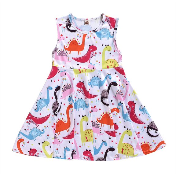 EnJoCho toddler Dress Baby Girls Spring Summer Print Dinosaur Sleeveless Princess Dress Clothing Little Children Girl Trendy Dress Outfits Cute Dresses 5-6 Years