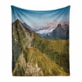 thumbnail image 1 of Outdoor Soft Flannel Fleece Throw Blanket, Landscape Mountains Scenic Green Peaks Clear Sky Italy Alps Photo, Cozy Plush for Indoor and Outdoor Use, 60" x 80", Green Blue, by Ambesonne, 1 of 5