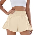 thumbnail image 2 of Sewkxo Womens High Waisted Shorts Athletic Running Shorts Workout Gym Quick Dry Flowy Shorts with Pockets,Beige 2XL, 2 of 7