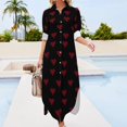 thumbnail image 3 of Red and black heart pattern Long Sleeved Shirt Dress Dance dresses Dress woman, 3 of 6
