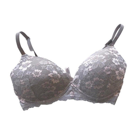 Victoria's Secret Body by Victoria Maternity Wireless Nursing Bra Gray Lace Cup Size 34DDD NWT