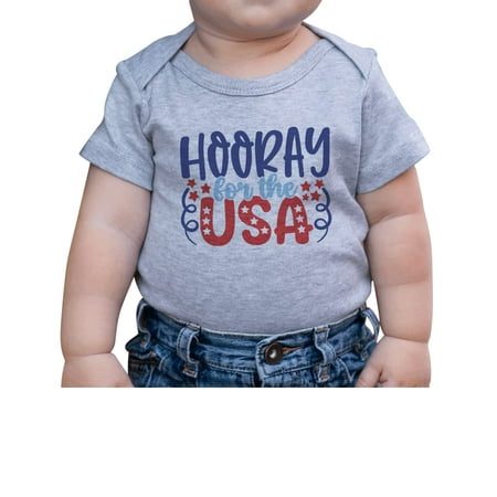 

7 ate 9 Apparel Kids Patriotic 4th of July Outfit - Horray for The USA Grey Onepiece 3-6 Months