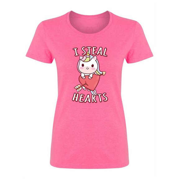 I Steal Hearts Unicorn Shaped T-Shirt Women -Image by Shutterstock, Female XX-Large