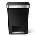 thumbnail image 2 of simplehuman 12 gal Plastic Rectangular Kitchen Step Trash Can With Liner Pocket, Black, 2 of 6