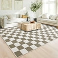 thumbnail image 7 of Lochas Checkered Area Rugs Checkerboard Rug Plaid Carpet for Living Room Bedroom Home Decor,6'x9',Camel&White, 7 of 7
