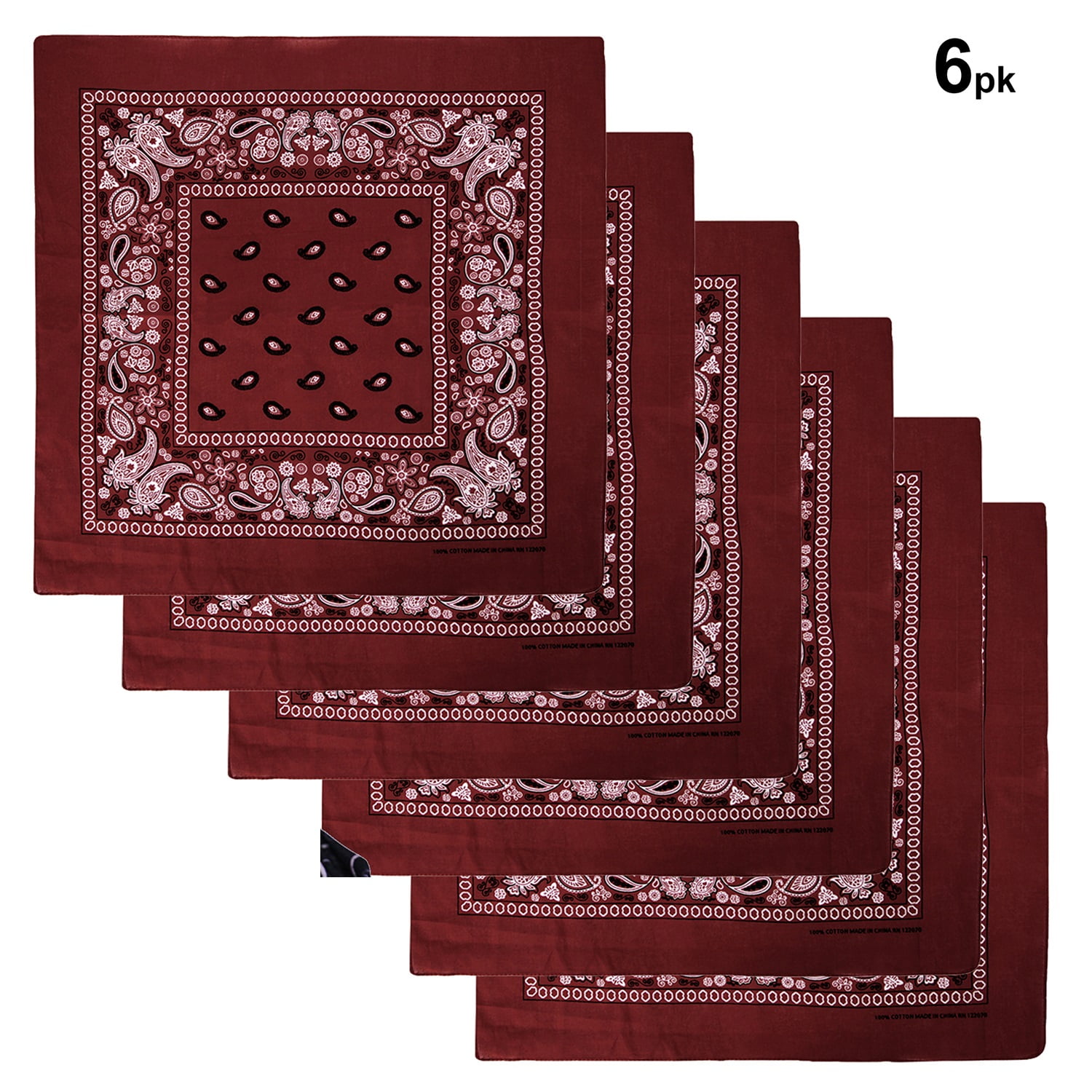 Basico Basico 100 Cotton Head Wrap Bandanas 6 Pack