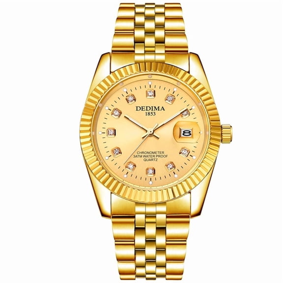Fashion Couple Watches Steel Band Waterproof High-end Gold Watches for Men and Women Student Calendar Gold Watches for Men and Women Couple Style Wristbands