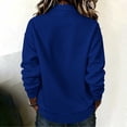 thumbnail image 7 of Hurxie Women's Solid Color Sports Casual Loose Button Lapel Hoodless Sweatshirt Top Blue,L, 7 of 7