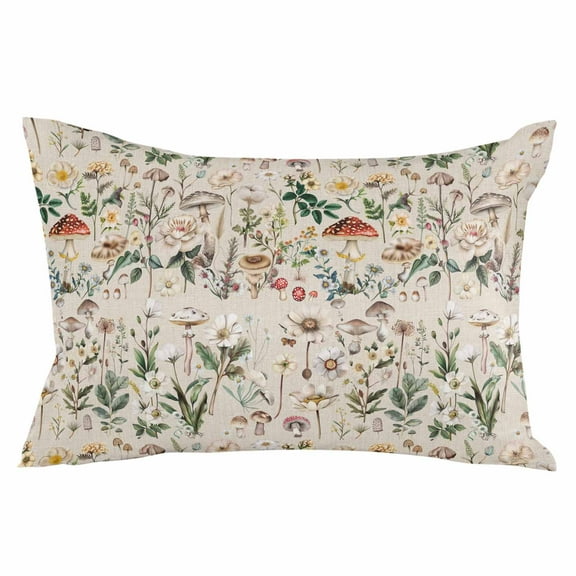 Vintage Mushroom Spring Summer Flowers Standard Size Pillow Cover, Pillowcase Protectors with Zipper, Breathable Decorative Throw Pillow Case Cover, Pillow Shams for Couch Sofa 20x26Inch