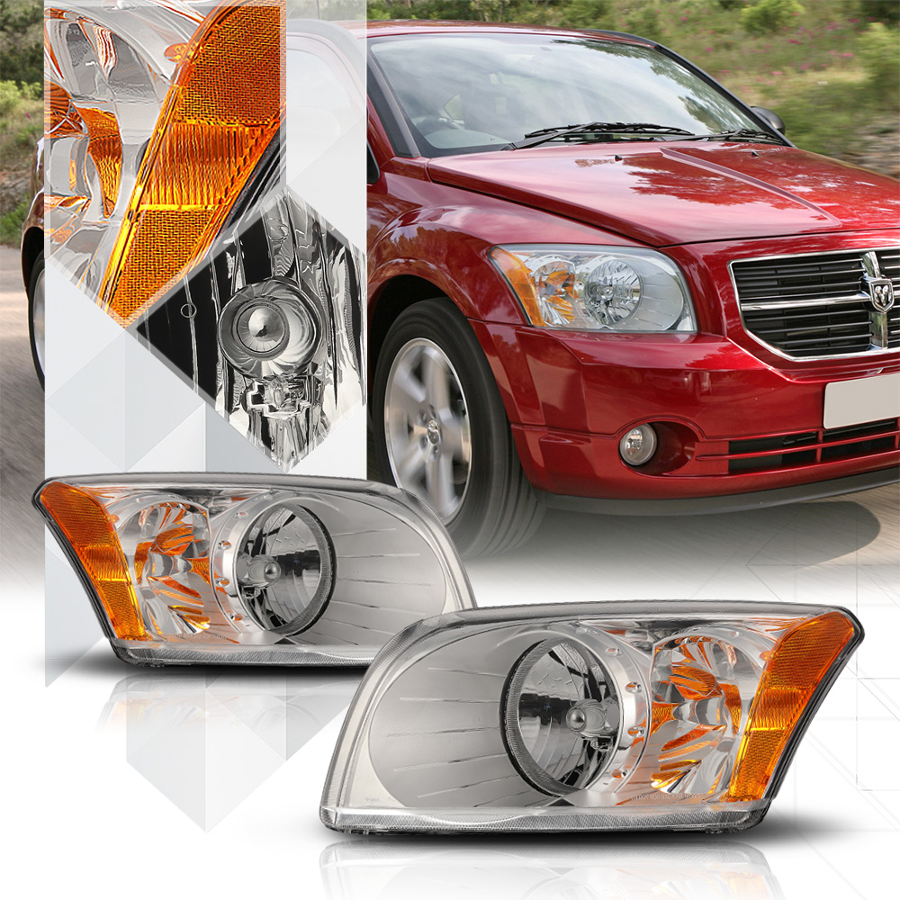 Chrome Housing Headlight Amber Turn Signal Reflector for 0712 Dodge