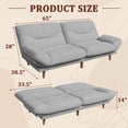 thumbnail image 7 of Lacoo 65"W Convertible Futon Sofa Bed with Five-level Adjustable Armrests,Corduroy Gray, 7 of 7