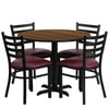 Flash Furniture 36'' Round Laminate Table Set with X-Base and 4 Ladder Back Metal Chairs
