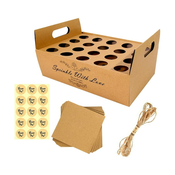 Kit de bandeja de cono de confeti de papel kraft, pétalos, accesorios, adornos, soporte de exhibición, caja Marrón y 20 hoyos