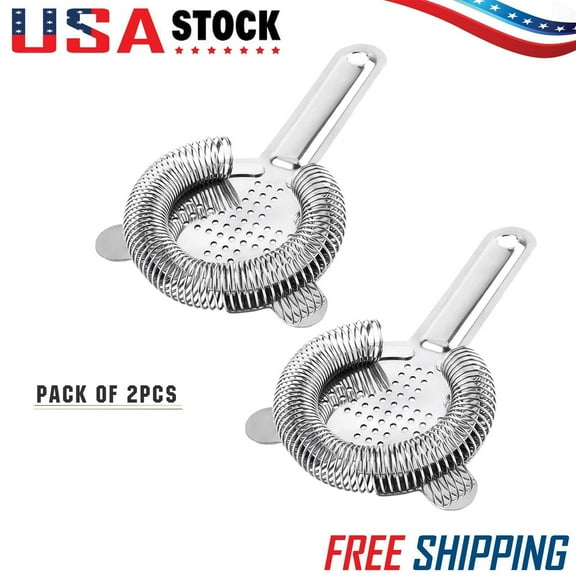 2Pcs Bar Strainers Stainless Steel Cocktail Strainer Fine Home Bar Restaurant Cocktail Strainer Shaker Strainer