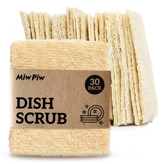 Esponja natural de lufa para platos Miw Piw, paquete de 30, biodegradable