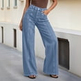 thumbnail image 6 of SAWOBUUN Women Wide Leg Jeans Straight Leg Stretchy Jeans High Waisted Loose Fit Denim Pants with Pockets, 6 of 7