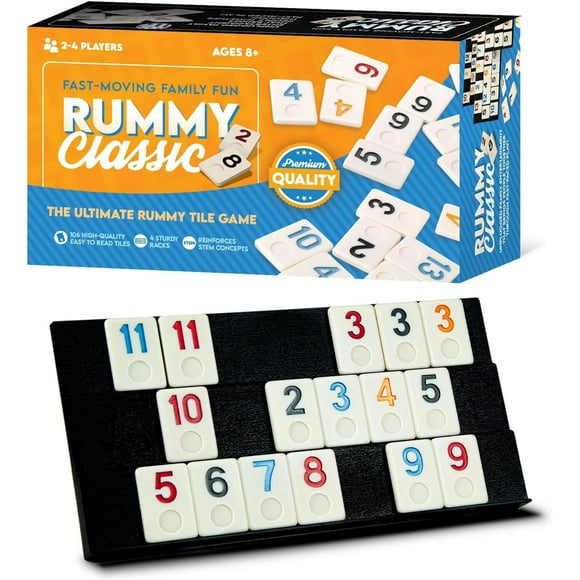 Tradeopia Travel Rummy Game Set, Includes 4 Sturdy Racks, and a Carrying Case, 106 Tiles Rummy