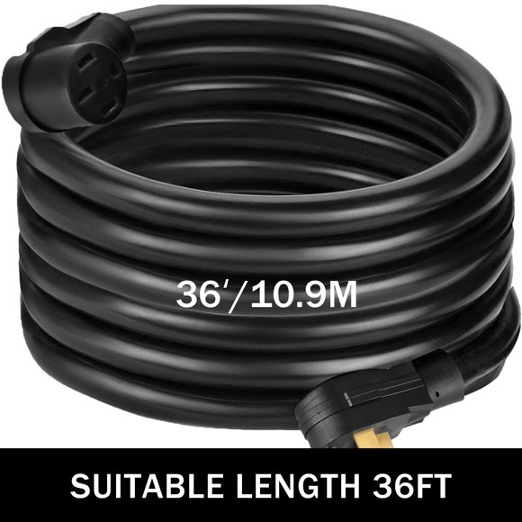 Cable de extensión RV 36' 30Amp RV Cable de alimentación 4 cables 10AWG NEMA 14-50 Adaptador 3750W