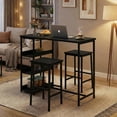 thumbnail image 1 of EDTara 3-Piece 36" Bar Table Set, Counter Height Dining Table With Shelves and Stools for Studio or Small Kitchen, 1 of 7