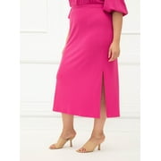 ELOQUII Elements Women's Plus Size Ribbed Midi Skirt