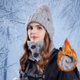 thumbnail image 2 of Adult Warm Hat Bib Two Piece Set Knitted Woolen Ear Protector for Outdoor Riding Winter Accessories, 2 of 4