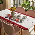 thumbnail image 3 of Valentine's Day Table Cloths for 3 Foot Rectangle Tables, Red Love Heart Romantic Roses Floral Patio Waterproof Elastic Fitted Tablecloths, Washable Rectangular Table Cover for Camping, 3 of 8