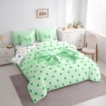 thumbnail image 2 of Erosebridal Teens Green Bowknot Bedding Comforter Set 7-Piece,Cute Polka Dots Bowtie King Bedding Sets for Kids Girls,Super Cozy Room Decor, 2 of 6