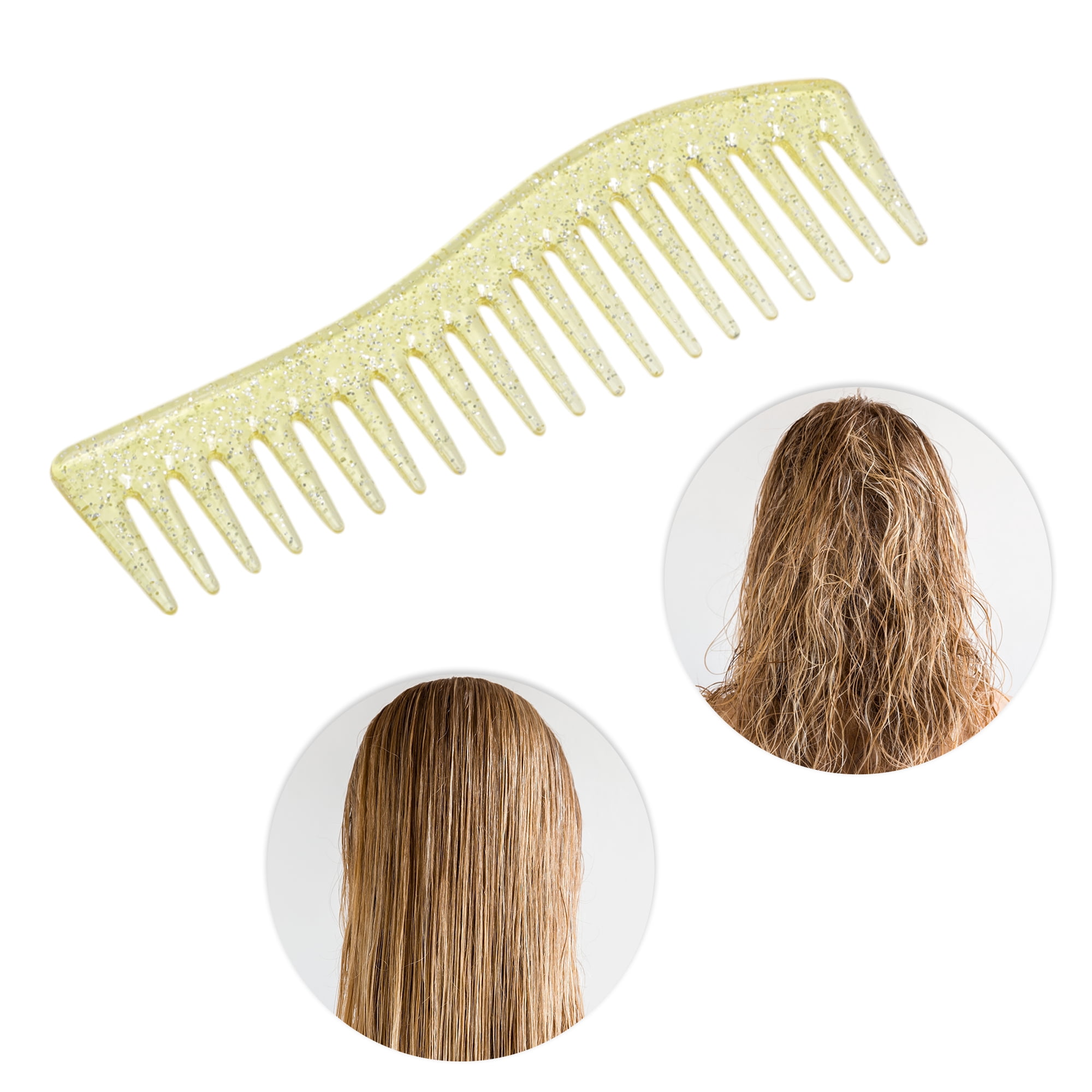 Unique Bargains 1 Pc Women Durable S Shaped Wide Tooth Straightening Comb Yellow