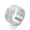 thumbnail image 1 of Fashion Ring Titanium Steel Full Diamond Couple Ring Row Water Drop Ring ， AB Fancy Color Diamond No. 10, 1 of 3