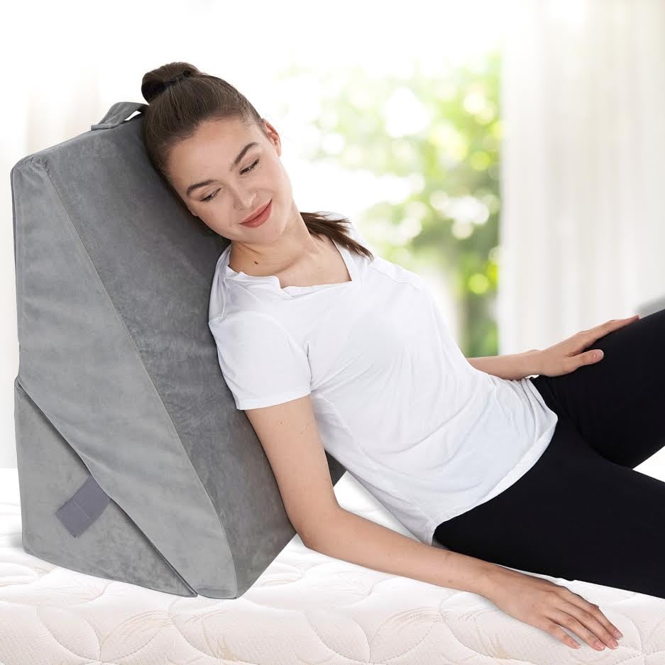 Back Lumbar Support Foam Bed Wedge Pillow Elevation Cushion Washable Cover 